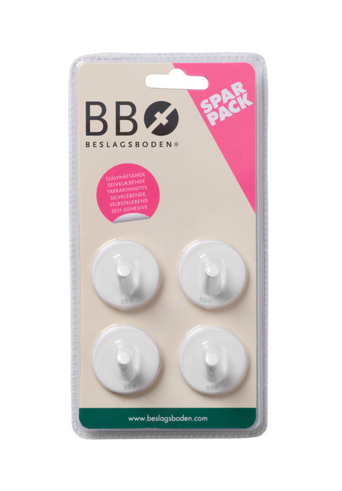 Enkel krok selvklebende Ø30 mm 4-pk. - hvit